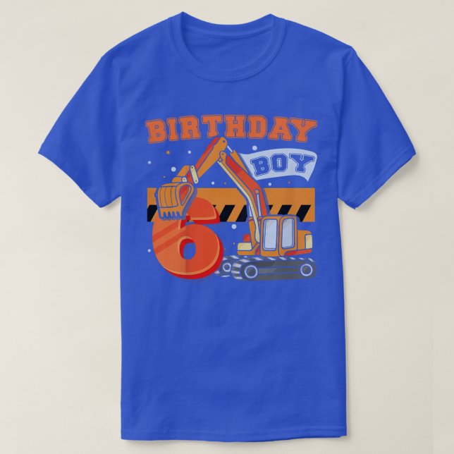 Kids B-Day Boy 6 Years Old Digger Builder Construc T Shirt (Design framsida)