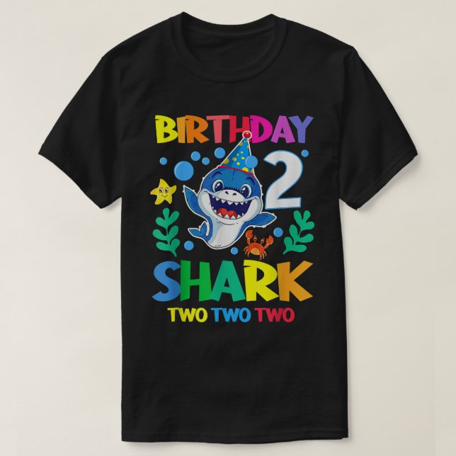 Kids Baby Cute Shark 2:a födelsedagstjejen 2 Y T Shirt (Design framsida)
