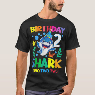 Kids Baby Cute Shark 2:a födelsedagstjejen 2 Y T Shirt