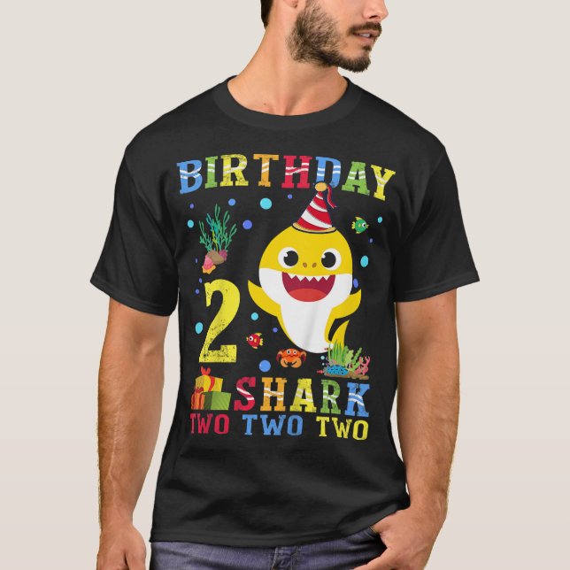 Kids Baby Cute Shark 2:a födelsedagstjuppet Girl 2 T Shirt (Framsida)