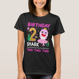 Kids Baby Cute Shark 2:a födelsedagstjuppet Girl 2 T Shirt