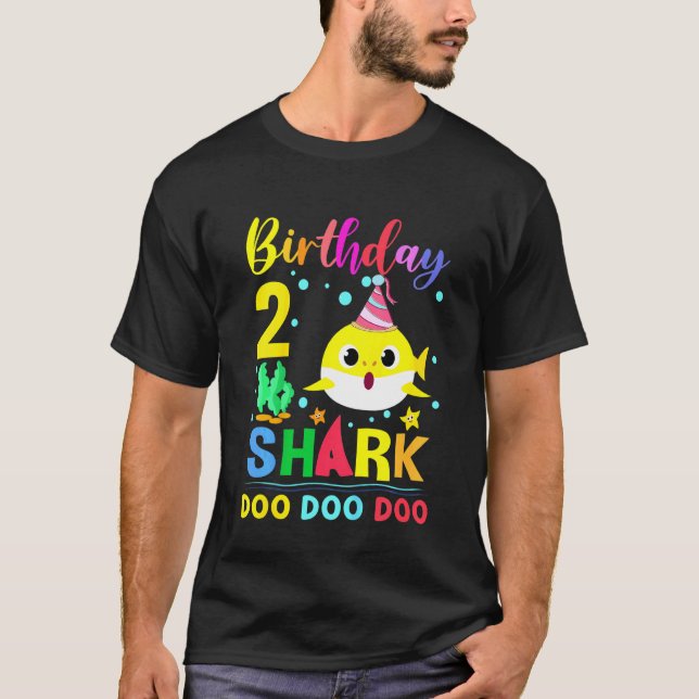 Kids Baby Cute Shark 2:a födelsedagstjuppet Girl 2 T Shirt (Framsida)