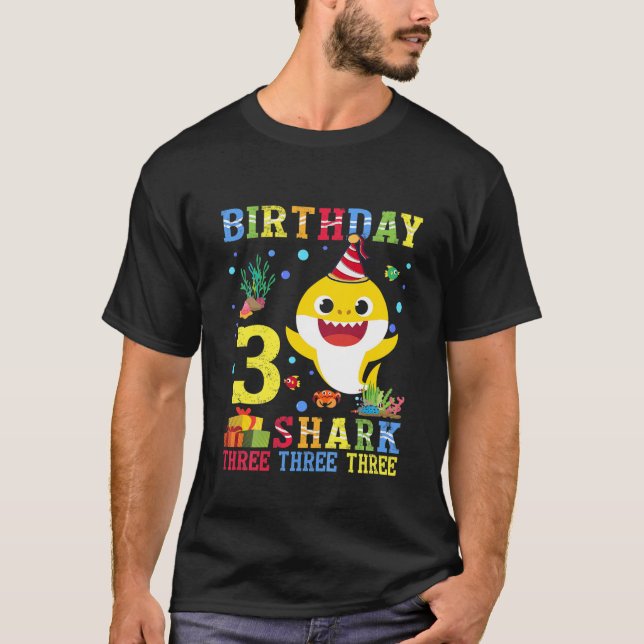 Kids Baby Cute Shark 3Rd Birthday Boy Girl 3 Year T Shirt (Framsida)