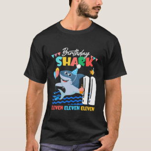 Kids Baby Cute Shark Birthday Boy 11-årig gåva T Shirt