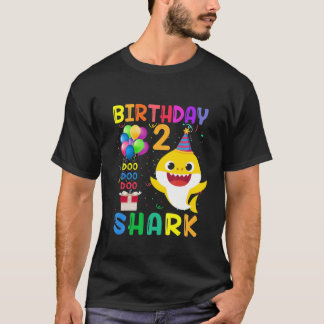 Kids Baby Cute Shark Birthday Boy 2 Year Gammalt g T Shirt