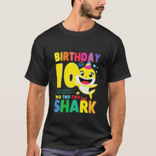 Kids Baby Shark 10th Bday Boy Girl 2 10-årig T Shirt