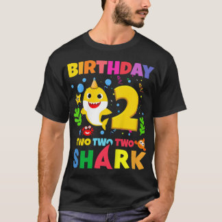 Kids Baby Shark 2:a födelsedagstjugflicka 2 2 år O T Shirt