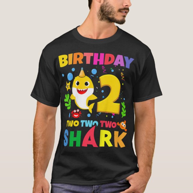 Kids Baby Shark 2:a födelsedagstjugflicka 2 2 år O T Shirt (Framsida)