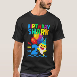 Kids Baby Shark 2ND Birthday Boy Girl 2 Year Gold T Shirt