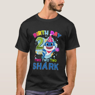 Kids Baby Shark 2ND Birthday Boy Girl 2 Year Gold  T Shirt