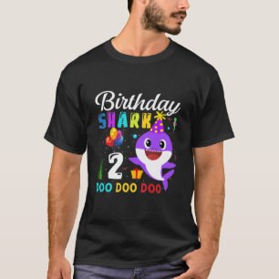 Kids Baby Shark 2ND Birthday Boy Girl 2 Year Gold  T Shirt