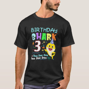 Kids Baby Shark 3 ÅRS Ålder 3RD Birthday Doo Doo T Shirt