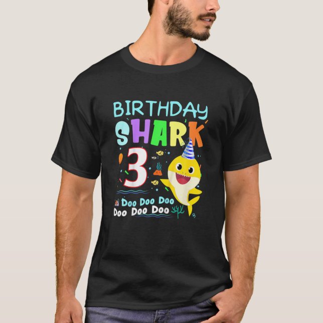 Kids Baby Shark 3 ÅRS Ålder 3RD Birthday Doo T Shirt (Framsida)