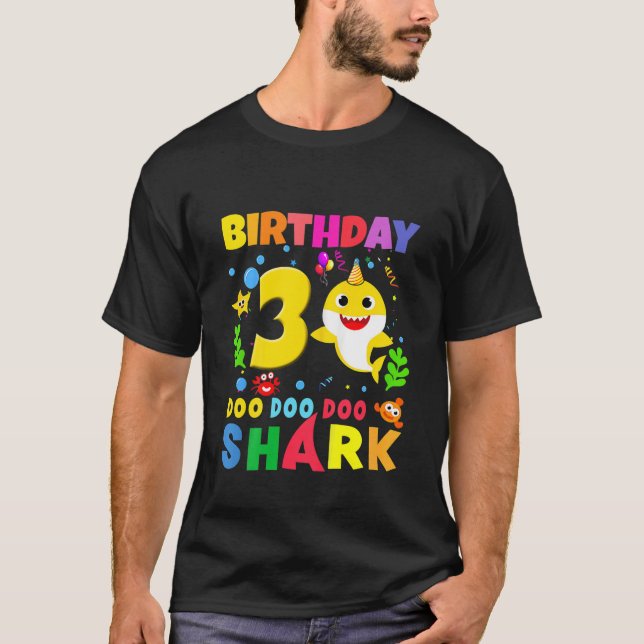 Kids Baby Shark 3Rd Birthday Boy Girl 3 3 år T Shirt (Framsida)