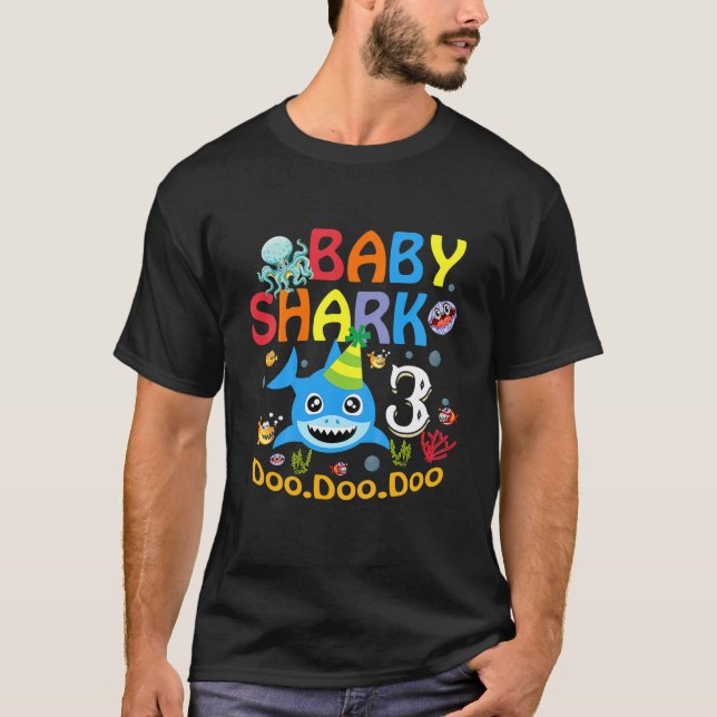 Kids Baby Shark 3Rd Birthday Boy Girl 3-årig G T Shirt (Framsida)