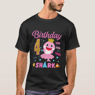 Kids Baby Shark 4e födelsedagen Boy Girl 4-årig G T Shirt