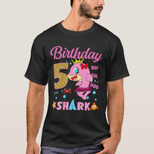 Kids Baby Shark 5:e födelsedagstjejen 25 år O T Shirt (Framsida)