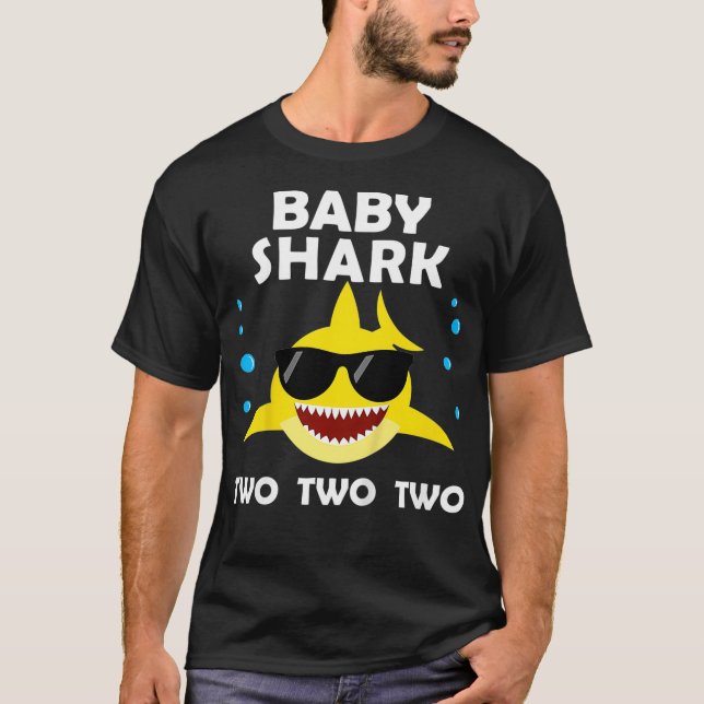 Kids Baby Shark Two 2nd Birthday Party Matching Gi T Shirt (Framsida)