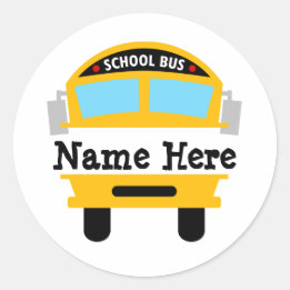 Kids Back to school Buss personalize Namn Runt Klistermärke