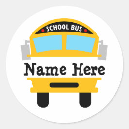 Kids Back to school Buss personalize Namn Runt Klistermärke