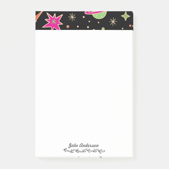 Kids Back to school Space Rocket Mönster  Post-it Block (Framsida)