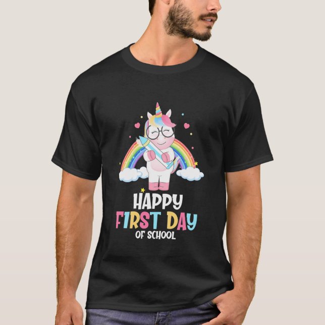 Kids Back to school Unicorn Girls T Shirt (Framsida)