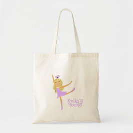 Kids Ballerina Lila Rosa Bibliotek Bok Tote Bag Tygkasse