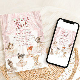 Kids Ballet Watercolor | Inbjudan till födelsedag