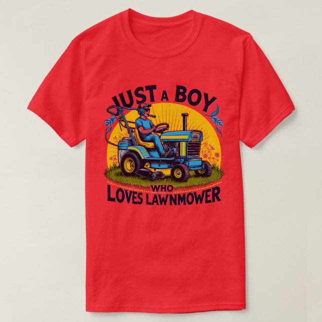 Kids bara en pojke som Kärlek gräsmatta driver på  T Shirt (Design framsida)