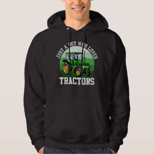 Kids bara en pojke som Kärlek Tractor Farm Kid Bir Hoodie