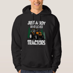 Kids bara en pojke som Kärlek Tractor Farmer Boys Hoodie