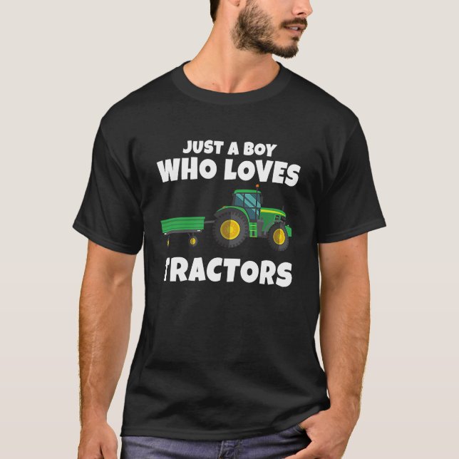 Kids bara en pojke som Kärlek Tractor Farmer T Shirt (Framsida)