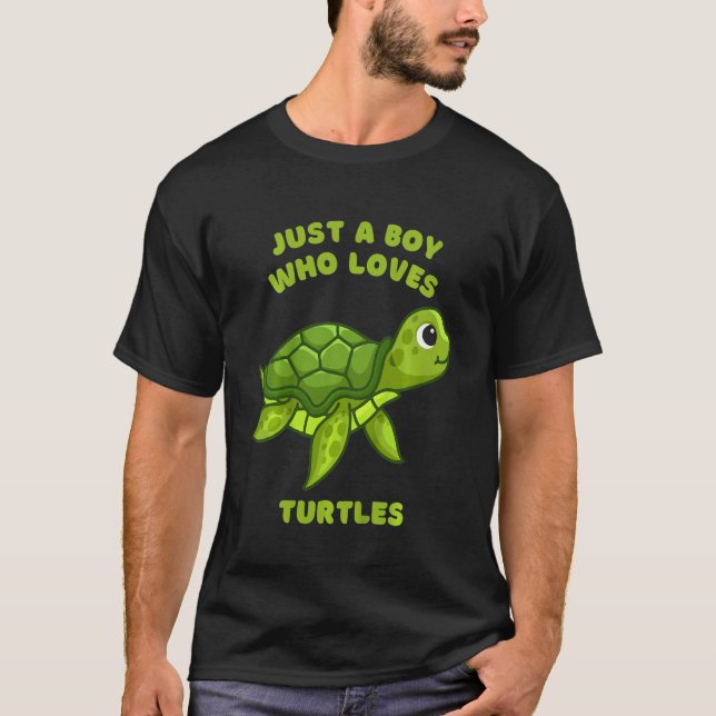 Kids bara en pojke som Kärlek Turtles Turtle för K T Shirt (Framsida)