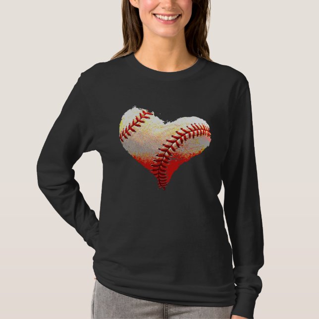 Kids Baseball Heart Valentines Day Sports  Player T Shirt (Framsida)