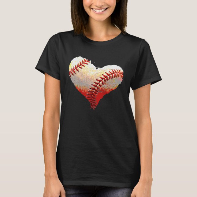 Kids Baseball Heart Valentines Day Sports  Player T Shirt (Framsida)