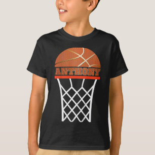 Kids Basketball Anthony-eget namn Gift för pojkar T Shirt