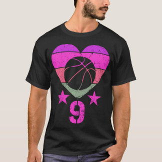 Kids Basketball Birthday 9 Year Old Boy Girl Nint T Shirt
