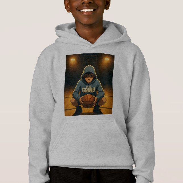 Kids Basketball Hoodie - Grind T Shirt (Framsida)