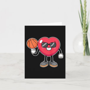Kids Basketball Player Heart Valentines day Cute S Kort