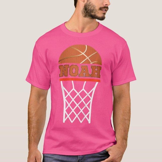 Kids Basketball T Shirt Boy Custom Name Noah Youth (Framsida)