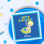 Kids Bassäng Party Blonde Boy Swimming Birthday Pappersservett<br><div class="desc">Barn från fantastisk som simmar bassäng Grattis på födelsedagen party napkin för ett blondinskt barn i simman under sommaren. Har en skarp roligt av färg och en coola simmande pojke i ett inre rör. Anpassa för en speciell barngåva.</div>
