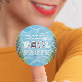 Kids Bassäng Party Stickers - Födelsedagsfester Runt Klistermärke