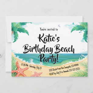 Kids Beach-Födelsedagsfest Inbjudningar