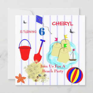 Kids Beach Party Thed Inbjudningar