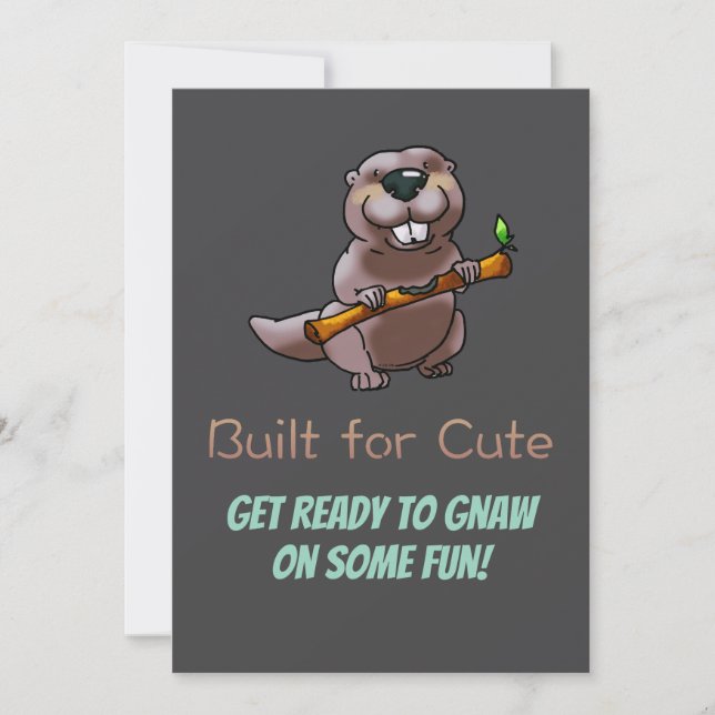 Kids Beaver Birthday Invite – Built for Cute Inbjudningar (Framsida)