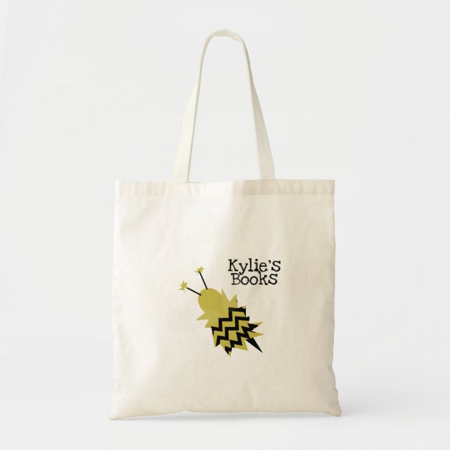 Kids Bee Fuzzy Bibliotek Bok Tote Bag Tygkasse (Framsidan)
