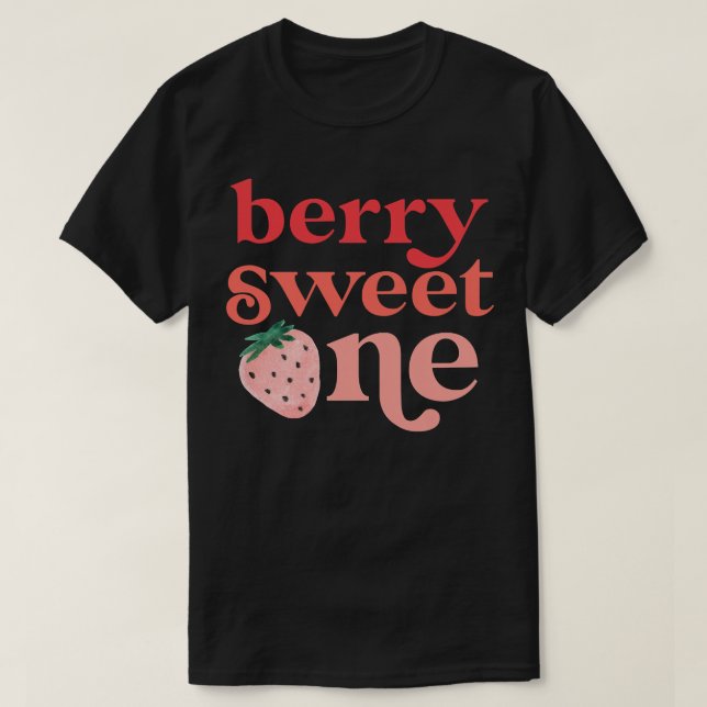Kids Berry Sweet One Strawberry Första födelsedage T Shirt (Design framsida)