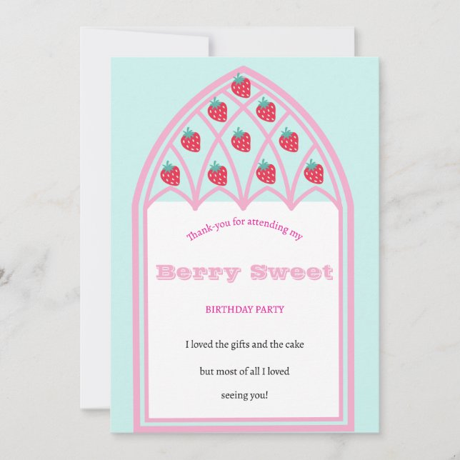 Kids Berry Sweet Party - kort för tack (Framsida)