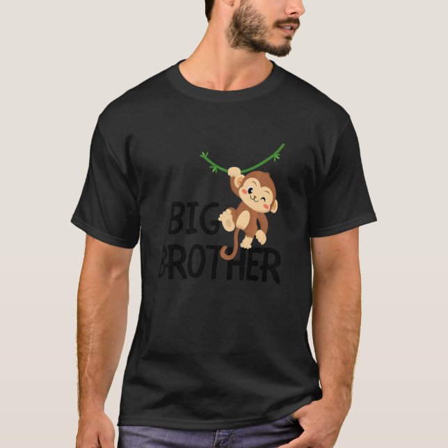 Kids Big Brother Monkey Animal Best Bro All World T Shirt (Framsida)