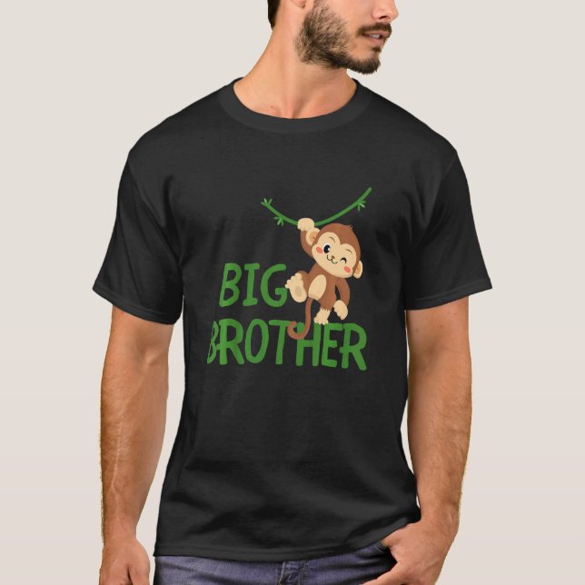 Kids Big Brother Monkey Animal Best Bro All World T Shirt (Framsida)